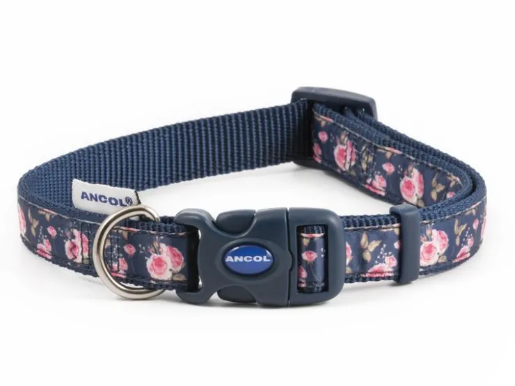 USPCA ANCOL NAVY ROSE COLLAR